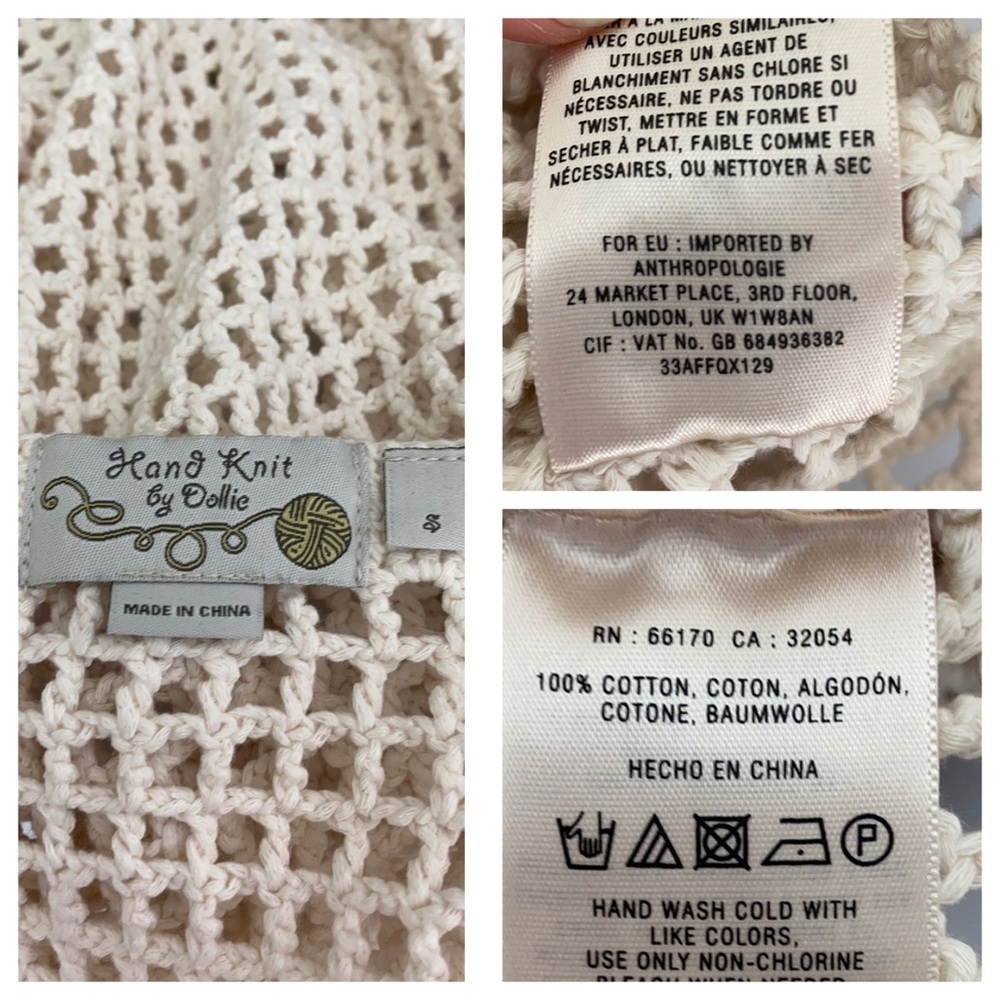 Anthro Hand Knit By Dollie Open Stitch Anchor Top - Picture 8 of 8